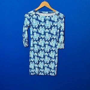Lilly Pulitzer Sophie Blue Joy Ride Elephant Print Dress XXS 17412 Dec-17